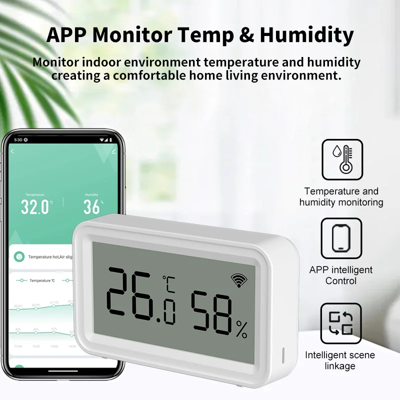 Tuya Zigbee WiFi Temperature and Humidity Sensor APP Remote Control SmartLife Work with Yandex Alexa