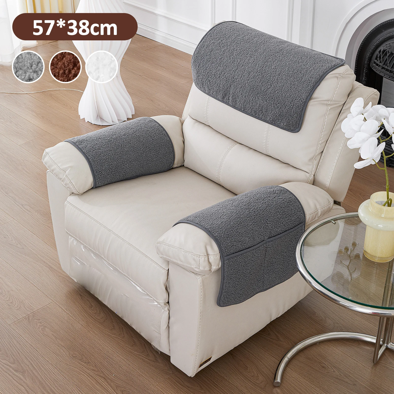 3Pcs Sofa Headrest Cover Soft Polyester Recliner Headrest Protector Wear Resistant Recliner Headrest Cover