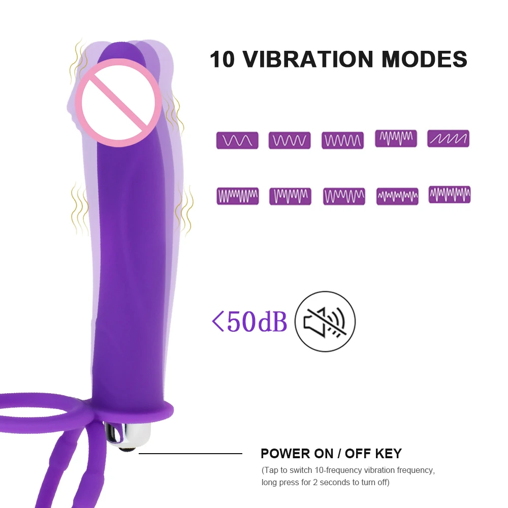 Double Penetration Vibrator Penis With Dildo Vibrator With Penis Anal Plug 10 Frequency Vibration Men Adult Sex Toy Couple 18+