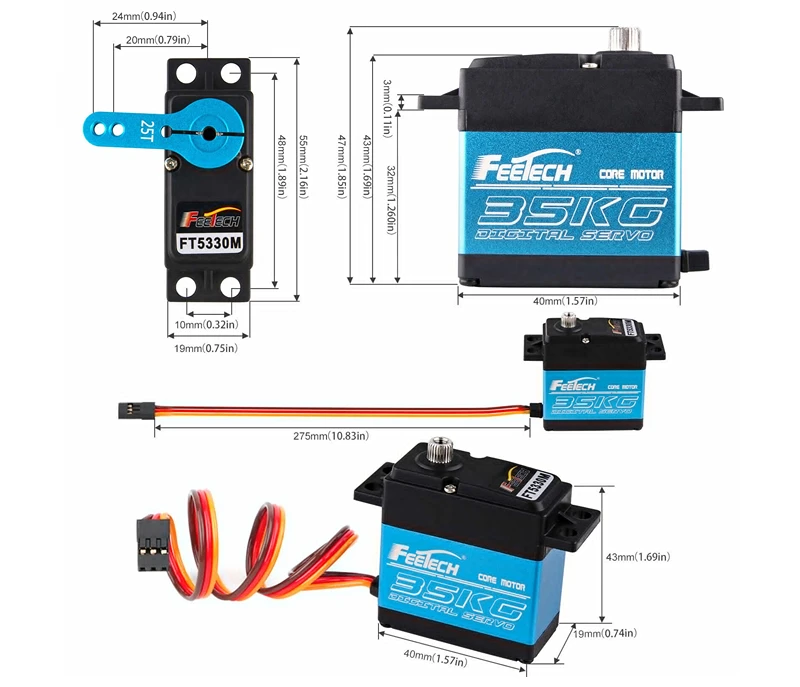Servomoteur numérique personnalisé FT5330M, étanche, 7.4V, 35KG, noyau d'engrenage en acier, pour échelle 1/10, Kit robotique de direction de voiture Rc, éducation