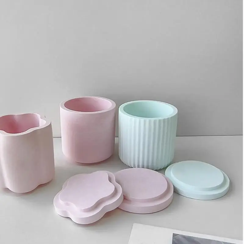 Resin Jar Mold Small Flowerpot Mold Reusable Silicone Molds With Lid For DIY Jewelry Holder Trinket Organizer Candle Cup Candy