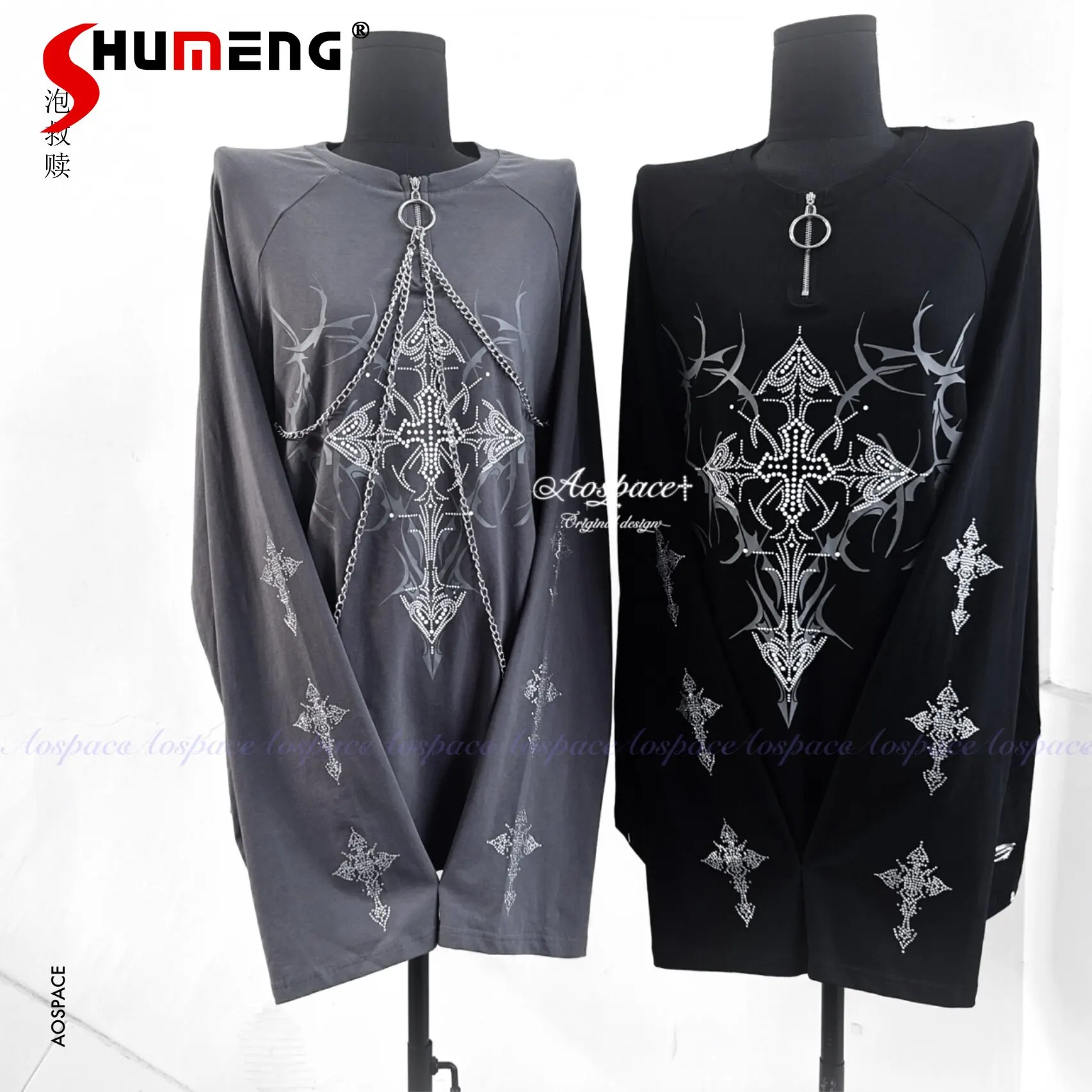

Subculture Gothic Oversize Long-sleeved T-shirt Spring New Girl's Sweet Cool Loose Tie-dye Printed Top Student Y2k Clothes Women