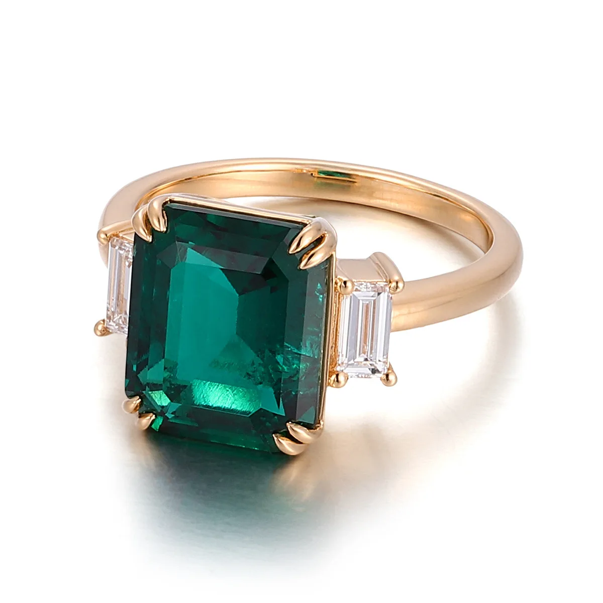 MUSHAN Custom Jewelry 6ct Zambia Emerald Ring Band 10k 14k 18K Gold Lab Grown Gemstones Gold Jewelry for Women Wedding Rings view 3