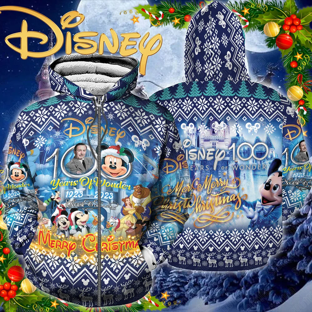 Christmas/100th Anniversary/Mickey Mouse cartoon men women 3D Print High quality Fleece Zipper/ Hoodies Pullover Tops