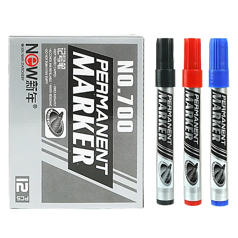 3Pcs/Set Permanent Marker Pen Black Blue Red Ink 2.0mm Waterproof Quick-Drying Ink Crude Nib Color For Logistics Paper