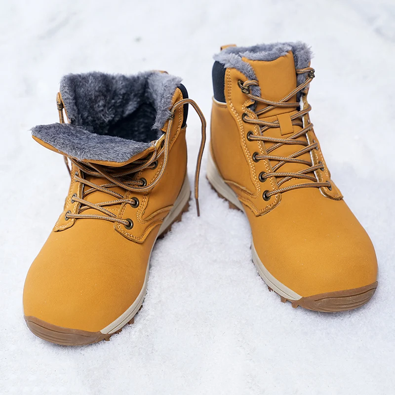 Botas de invierno sin cordones para hombre y mujer, botines impermeables, Botas de nieve para hombre, Botas femeninas negras 2023