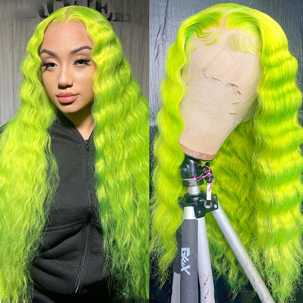 

UStyleHair Neon Lace Wig Long Loose Curly Heat Resistant Synthetic Hair Daily Use Lace Front Wig Deep Wave Curly Wig Drag Queen