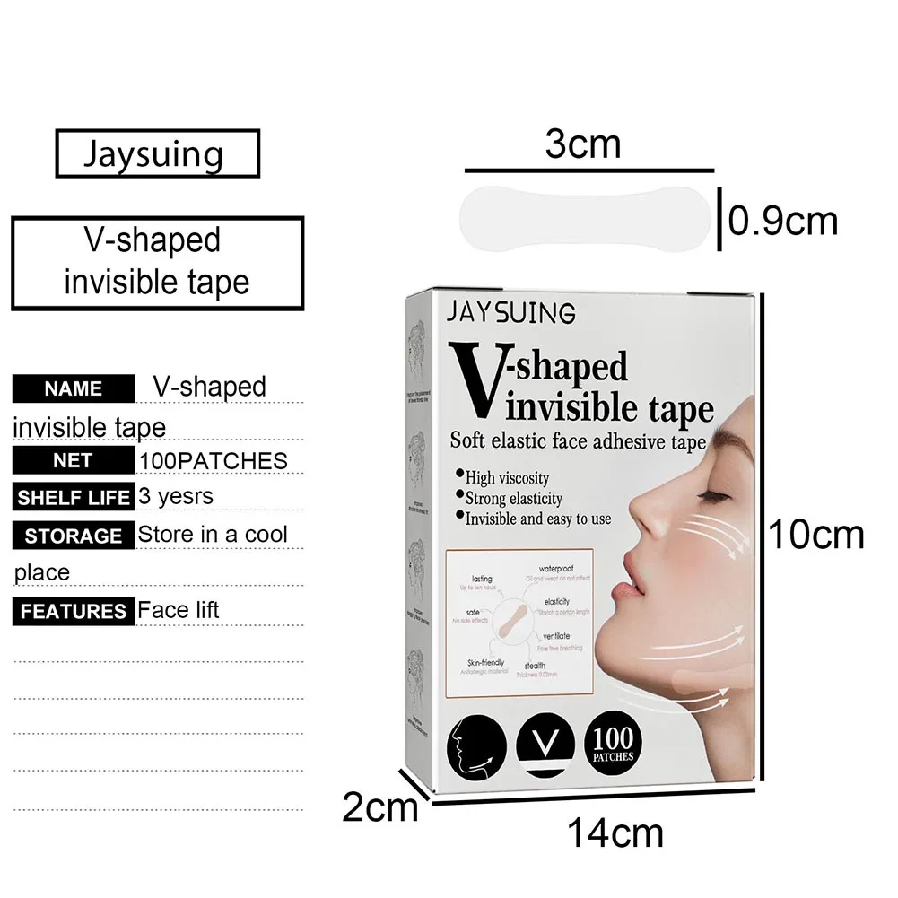 ملصقات وجه رفيعة غير مرئية على شكل حرف V من المطاط لشد الوجه والذقن السريعة للنساء هدية عيد الميلاد والعطلات