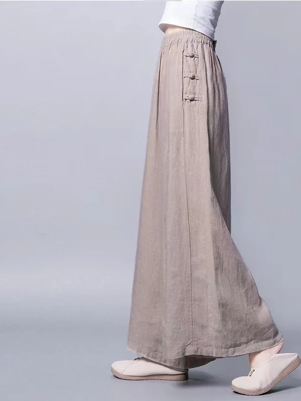 

Новые тонкие брюки из хлопка и льна с широкими штанинами, свободные, с эффектом драпировки, с высокой талией, для повседневной носки, весна 2025, для женщин...