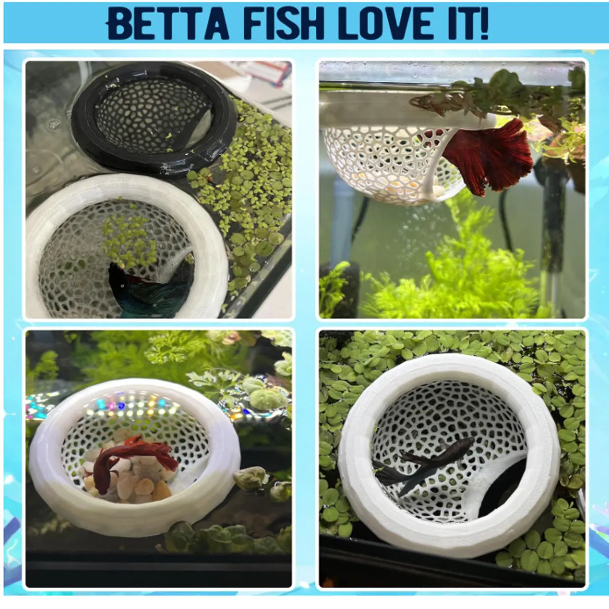 

Betta Fish Floating Hammock Aquarium Tank Rest Bed Safe Floating Resting Spot for Betta Fish Shrimp Small Aquatic Creatures