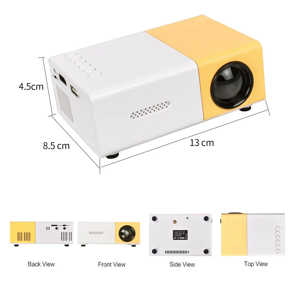 Mini LED projector YG300 upgraded version 1000 lumens 320x240P HDMI compatible USB audio home media player