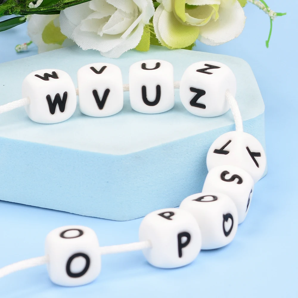LOFCA 10 Stück 12 mm Silikon-Alphabet-Perlen, BPA-frei, Baby-Zahnen-Alphabet-Perlen, lebensmittelecht, Baby-Zahnen-Perlen, DIY-Armband, Halskette – Detail 14