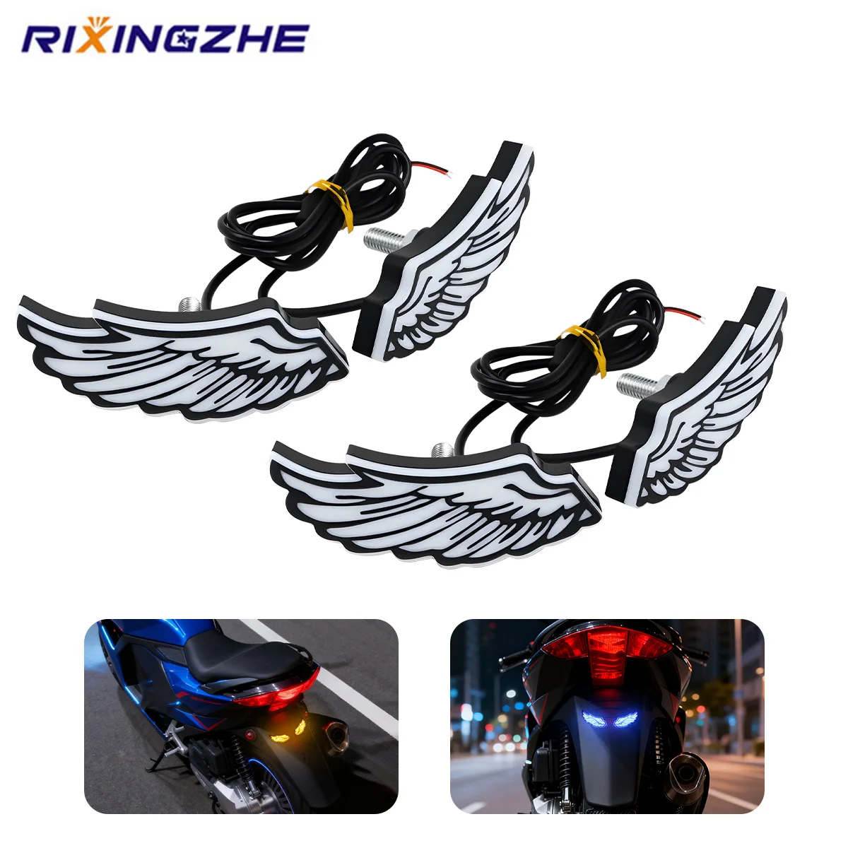 

2pcs Motorcycle Eagle Eye LED Light Decoration Rear Tail Signal Lamp Headlight Warning Strobe Flashing Lamp for Motorbike