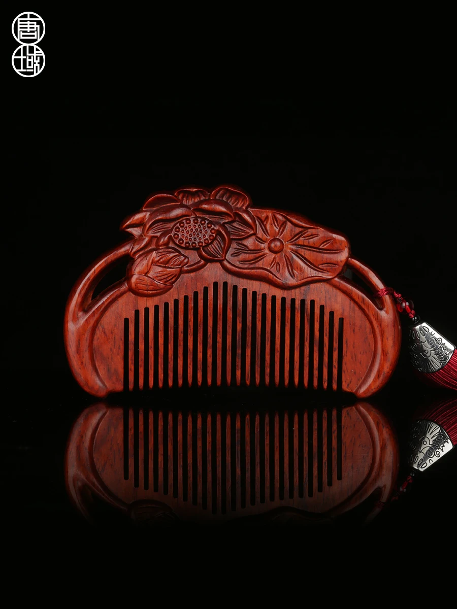 Handmade Wooden Comb, Purple Sandalwood Comb, Authentic Old Indian Red Sandalwood Material, Women's Rosewood Comb