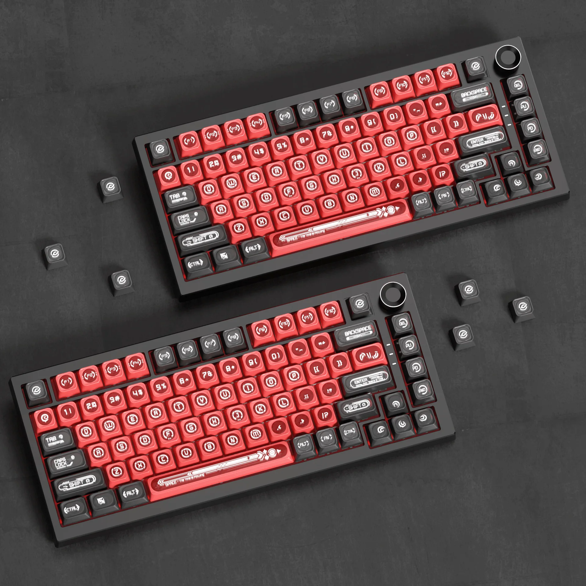 

Черно-красные персонализированные кейкапы серии Cat's Eye, сублимационные PBT-кейкапы оригинальной высоты для механических клавиатур.