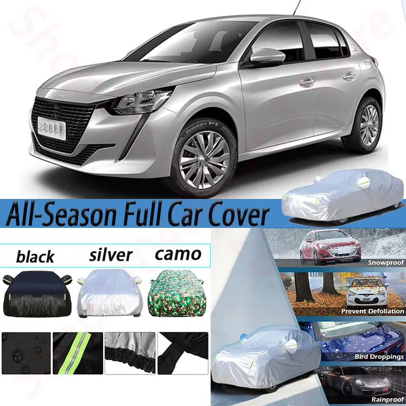 Wodoodporne pokrowce samochodowe anty-UV na zewnątrz i do wewnątrz, chroniące przed słońcem, deszczem, śniegiem i kurzem, do Peugeot 208 Hatchback