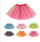 Jupe tutu arc-en-ciel pour filles, jupe tutu en tulle pour fête de danse, ballet, 2-8 ans, 3 couches, robe de princesse pour fête d'anniversaire