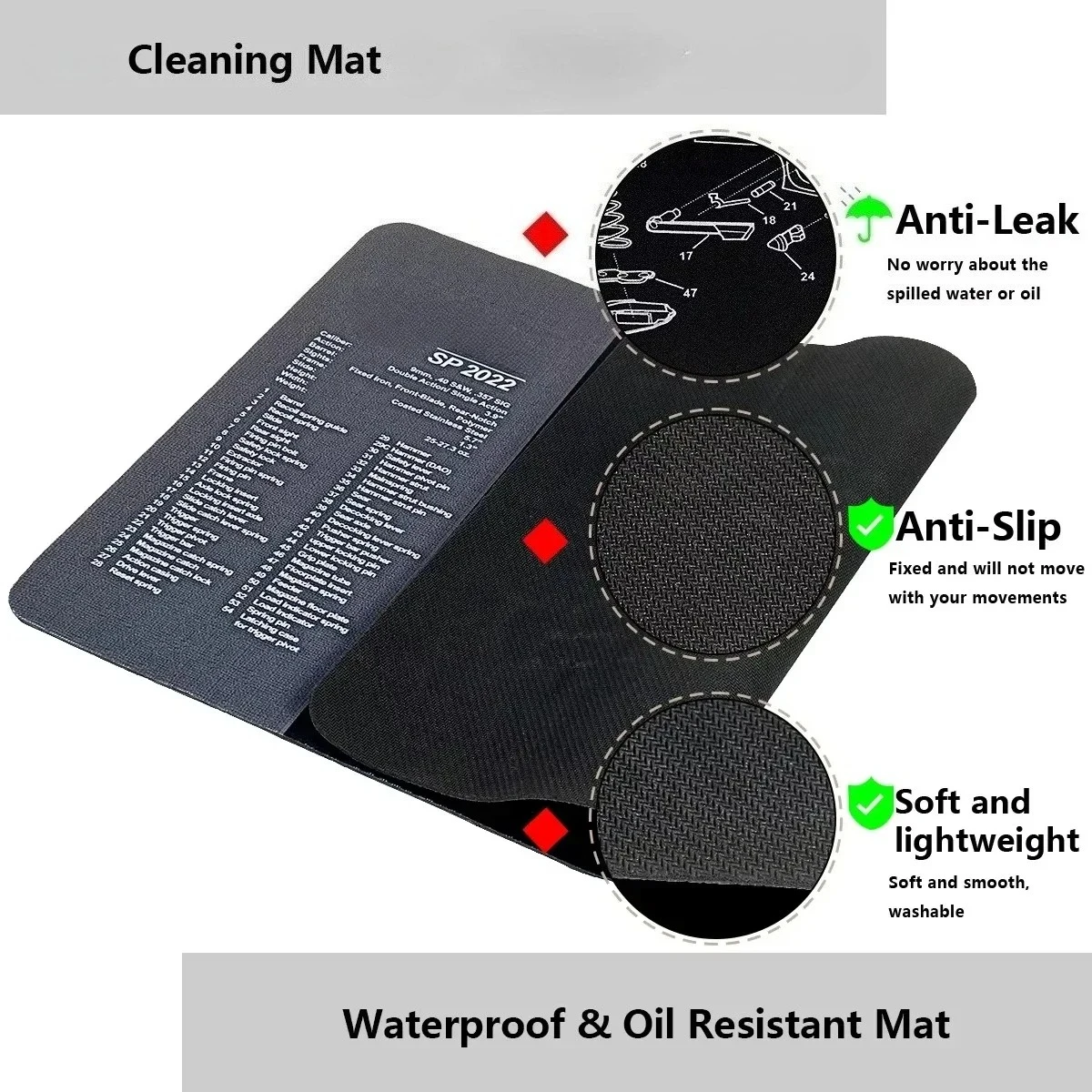 Cleaning Rubber Mat Mouse Pad Parts Diagram For AR15 AK47 Remington 870 K98K MP5 G17 CZ-75 1911 Bere 92 PX4 Walther PPQ view 4