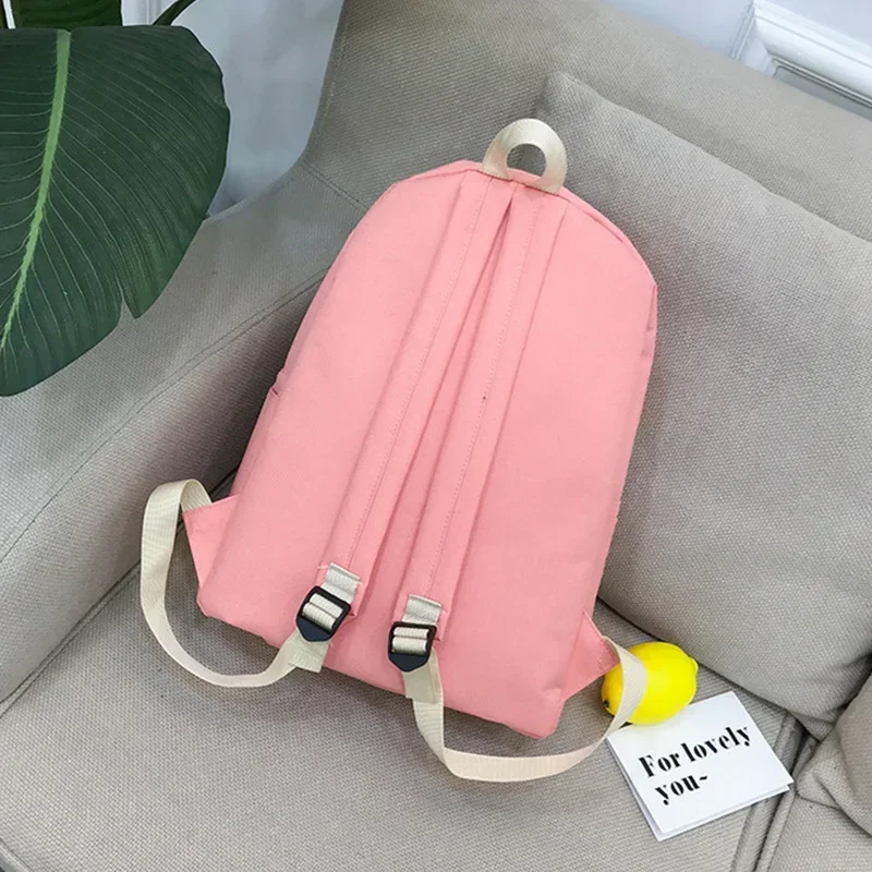 Conjunto de mochilas escolares de gran capacidad para niños y niñas, bolsa de viaje de Color sólido, monedero, 3 piezas