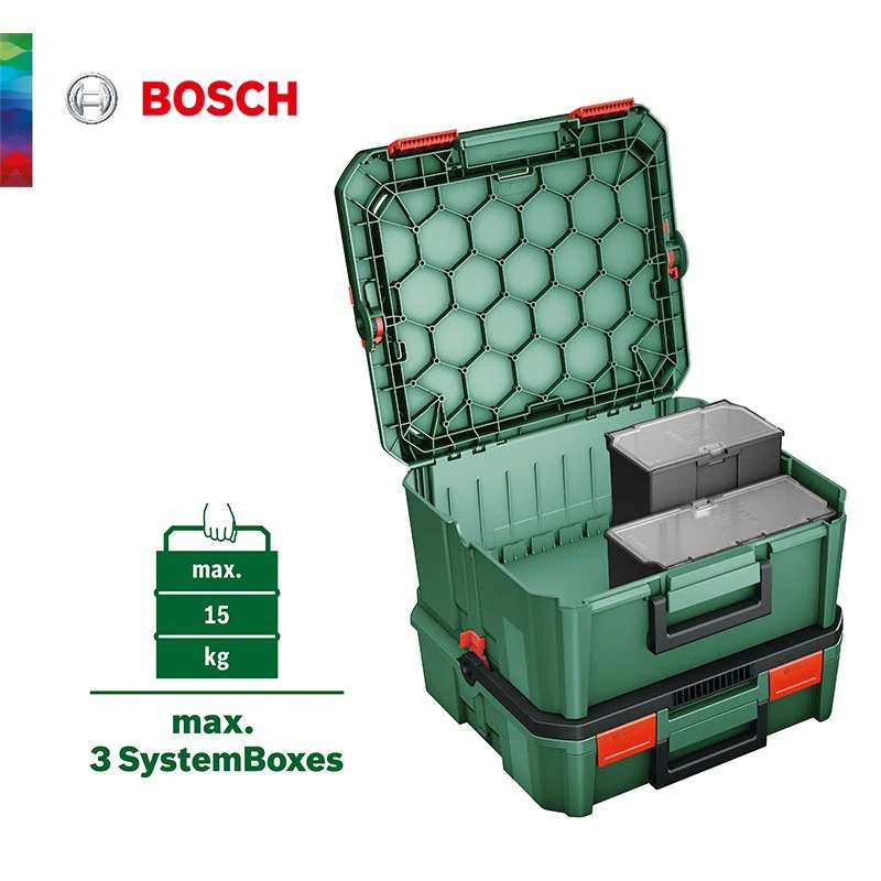 Bosch-caja de almacenamiento de accesorios de herramientas apilables, accesorios de herramientas de combinación multifuncional, bolso de mano, bolsa