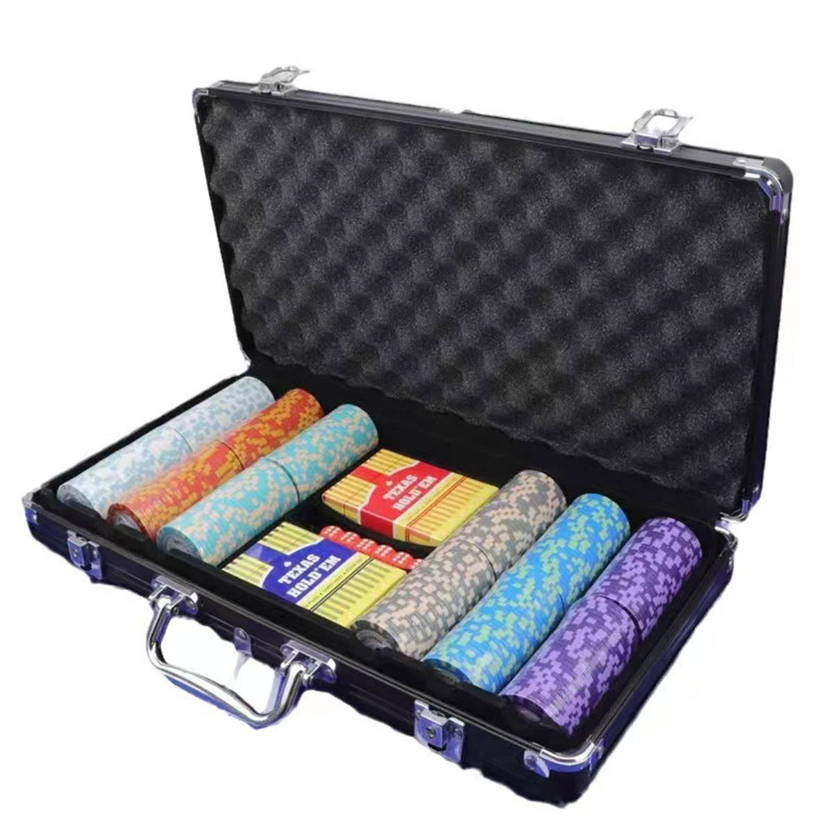 Aluminium Alloy Black 300-Type Portable Storage Box For Chips Poker Dice And Recreational Tools