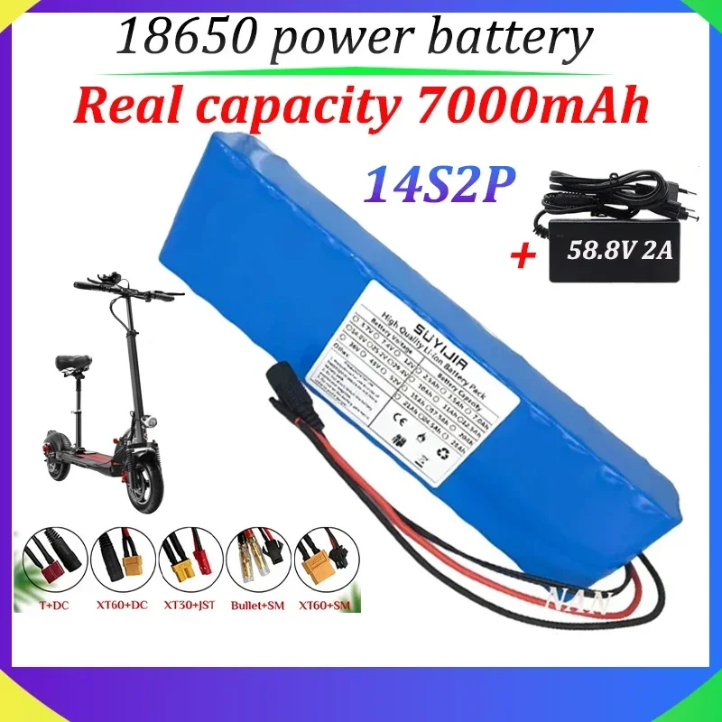 

52V 14S2P Power Battery 18650 Rechargeable Lithium Battery Pack Actual Capacity 7000mAh 1000W for Electric Bicycles and Scooters