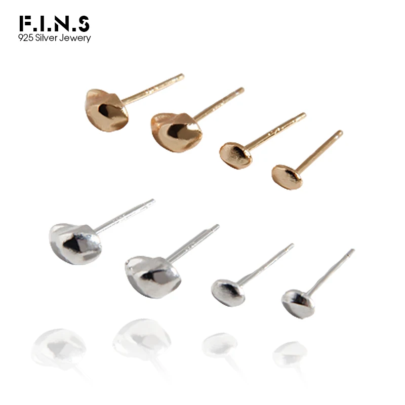 F.I.N.S Minimalist Versatile Stone Shape S925 Sterling Silver Earrings Studs Small Solid Silver Stackable Earrings Anti-Allergy