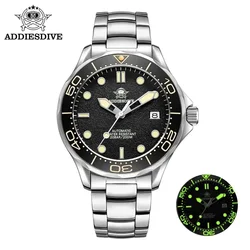 ADDIESDIVE 42mm nurek zegarek męski Sapphire Crystal NH35 automatyczne zegarki mechaniczne data 20Bar Super świecący zegarek AD2106