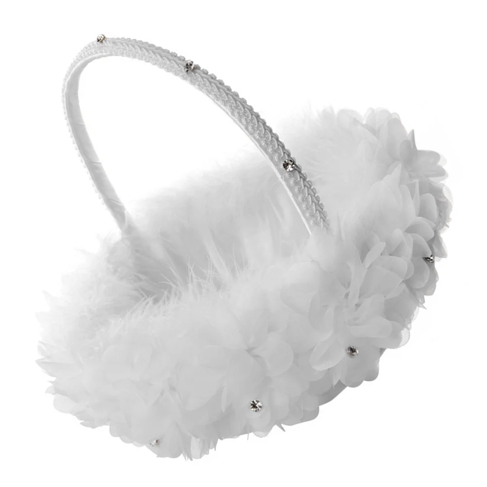 

Elegant Wedding Flower Girl Basket Comfortable H for Petals Flowers Romantic Design Lace Storage White Supplies