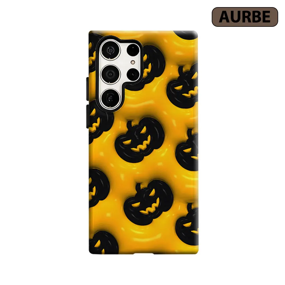 Pumpkin Bubble Phone Case For Samsung Galaxy S26 S25 S24 S23 Ultra Plus HD Hard Double Layer Film Cover