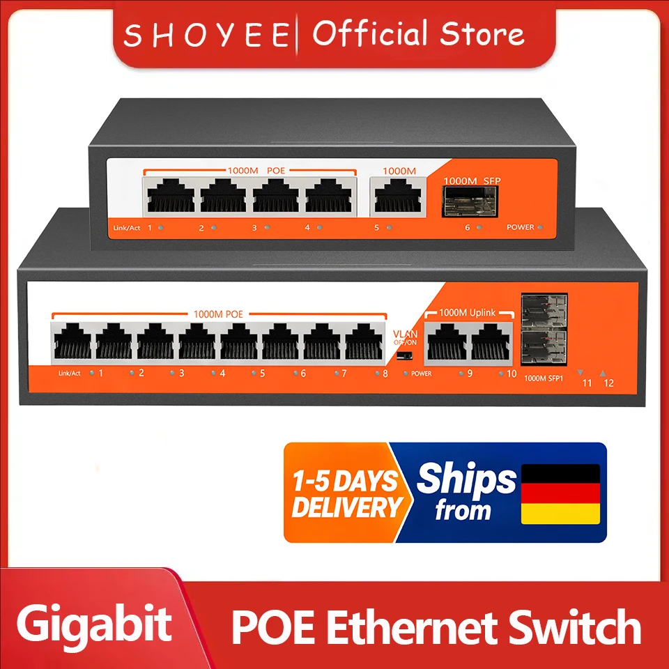 Nuovo switch Ethernet POE RJ45 con supporto 802.3af/at, gestione intelligente, uplink non gestito, plug and play, per telecamere IP/NVR