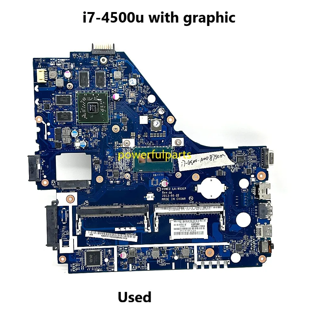 

For Acer E1-572G E1-572 Motherboard V5WE2 LA-9531P i7-4500u Cpu With Amd Graphic NBMFP11003 Working Good