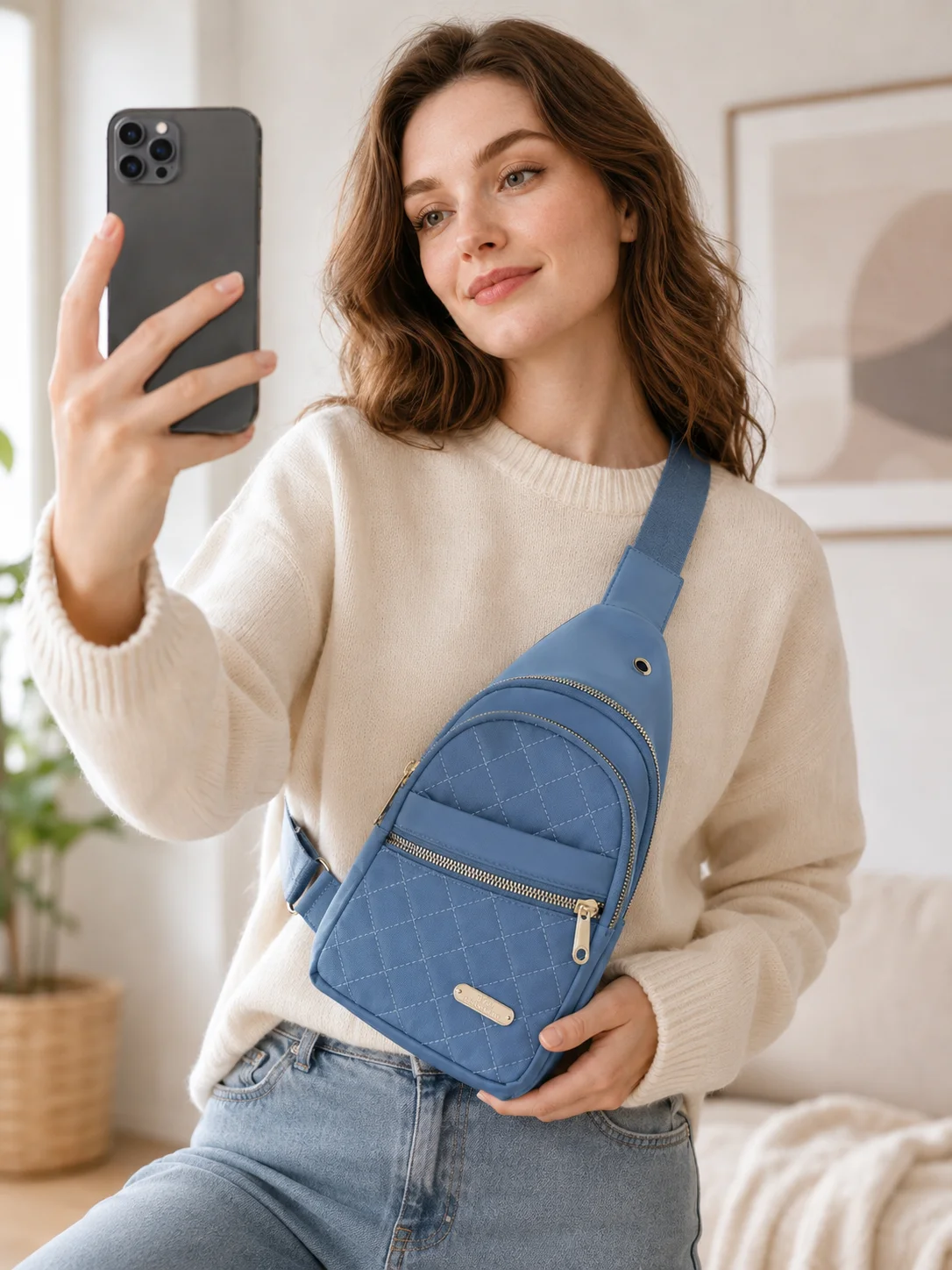 Fashion Crossbody Sling Bag for Women Lightweight Chest Backpack Multi Pocket Travel Daypack Vacation Essentials Gift