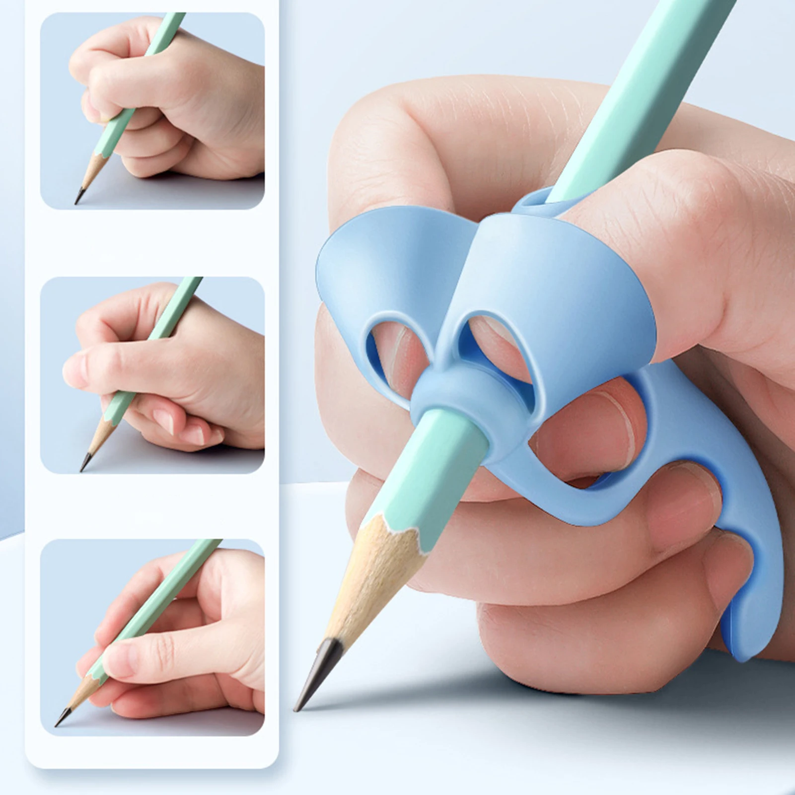 Silicone Pencil-Grip Holder for Kids Handwriting Posture Correction Soft Ergonomic Writing Training Tool with Nonskid Design - view 4