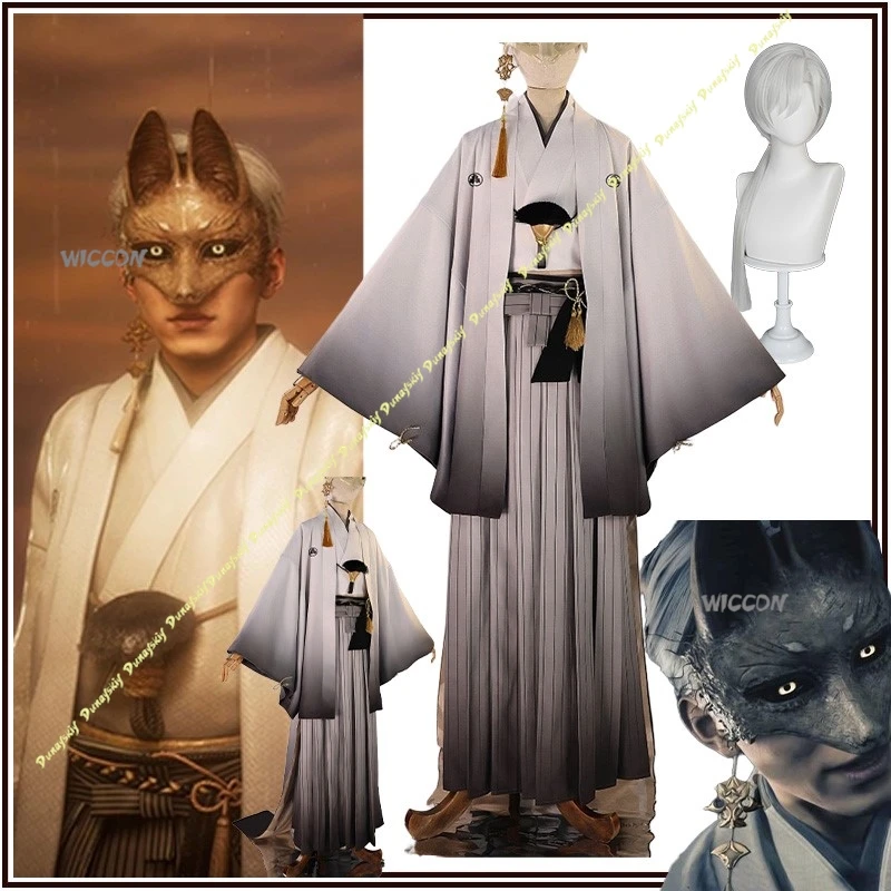 لعبة Sil البدلة ent تأثيري ازياء هيل الثعلب قناع الأولاد دعوى شعر مستعار الملبس الرجال حفلة ثوب الكيمونو الياباني المرحلة اليومية عيد الميلاد عيد الهالوين