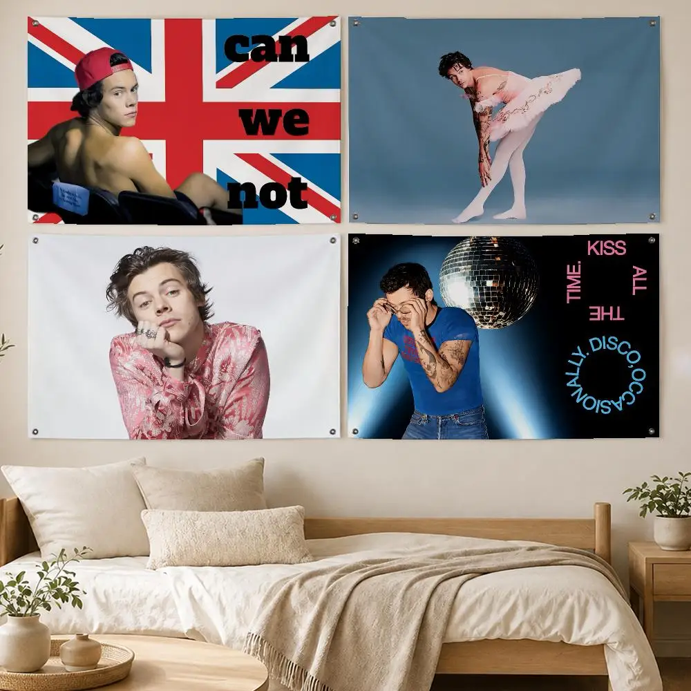 Pop Singer Harry Styles Flags Room Bedroom Home Outdoor Wall Hanging Concert Printed Background Decoration Art Banne