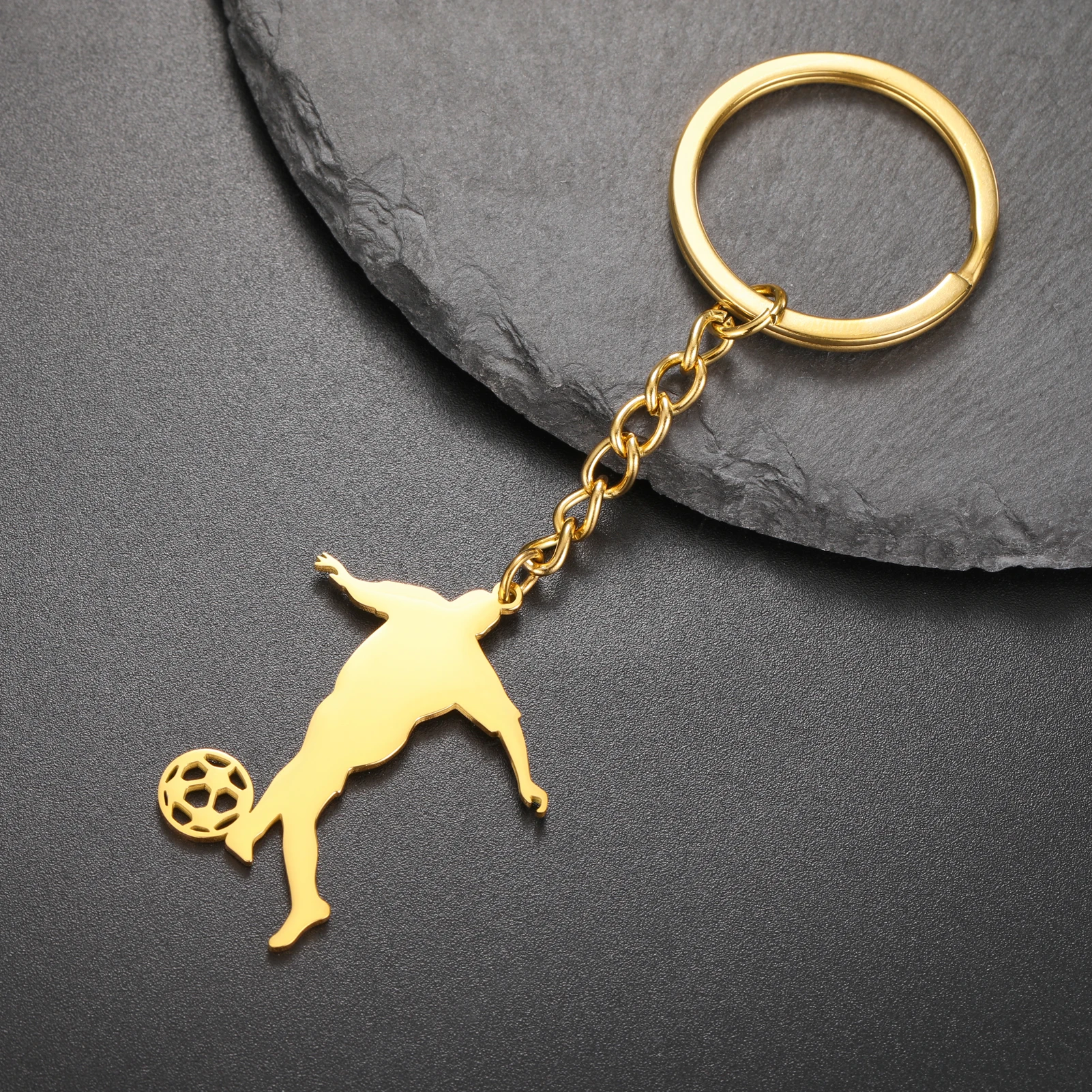 

Amaxer Play Football Keychain For Women Man Stainless Steel Jewelry Gift for Student Sports