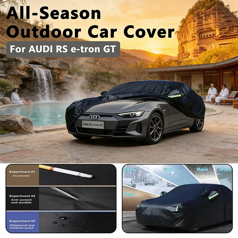 

Всесезонный автомобильный чехол для AUDI RS e-tron GT-наружный полный защитный чехол, водонепроницаемый, пылезащитный, термостойкие автомобильные аксессуары