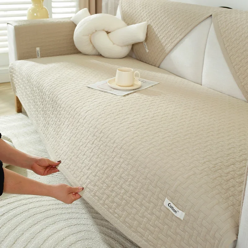 Modern Combination Sofa Cushion Pure Cotton Fabric Sofa Cushion Four Seasons Universal Nonslip Sofa Cushion Towel Backrest Towel