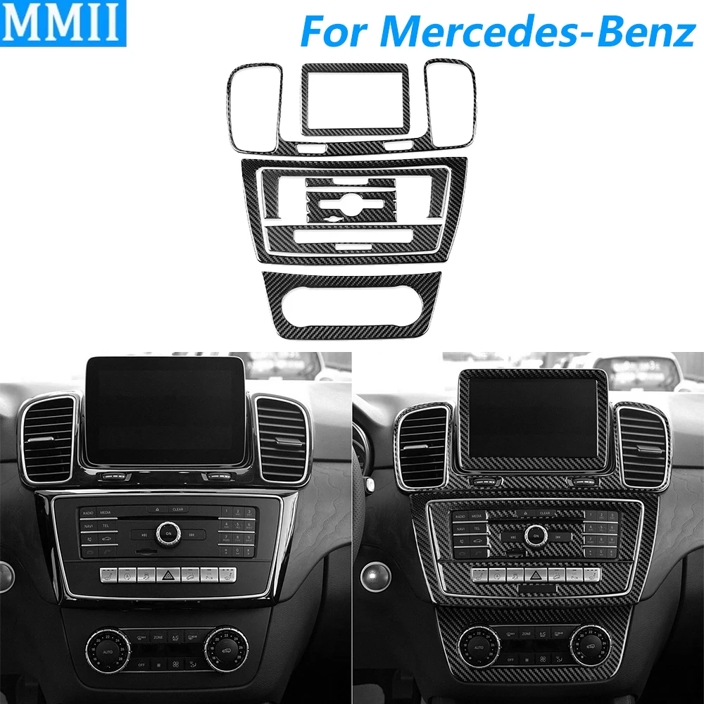 For Mercedes-Benz GLE GLS W166 2016-2019 Carbon Fiber Central Control Radio CD AC Air Vent Panel Set Car Accessories Sticker