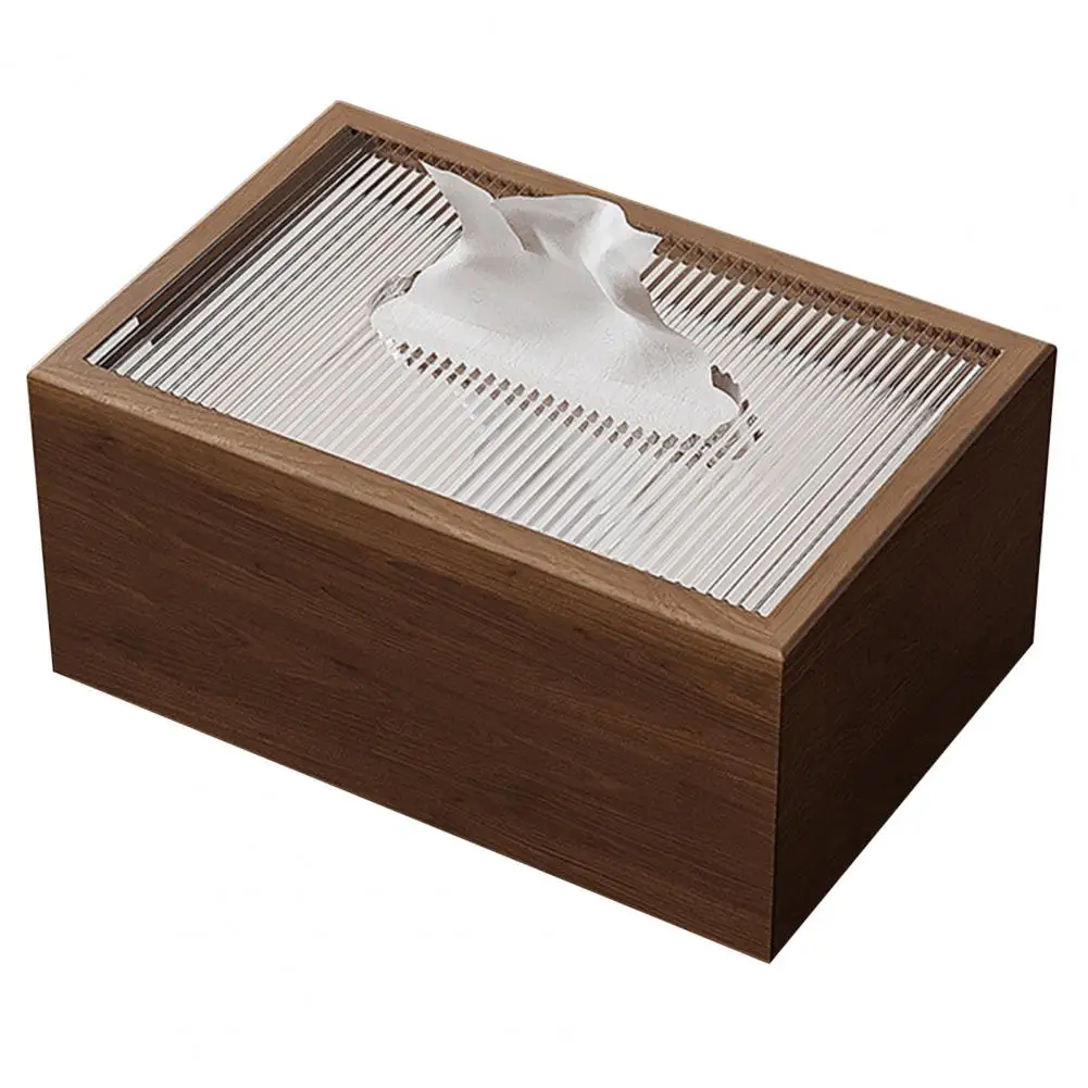 Napkin Holder for Home Chinese Style Wood Tissue Box Light Luxury Desktop Napkin Organizer with Acrylic Lid for Room