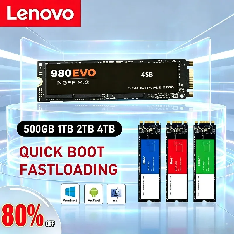 

Твердотельный накопитель Lenovo 2026 New 980Pro/990Pro M.2 SSD 2 ТБ 1 ТБ 500 ГБ для внутреннего хранения данных, скорость до 7400 МБ/с