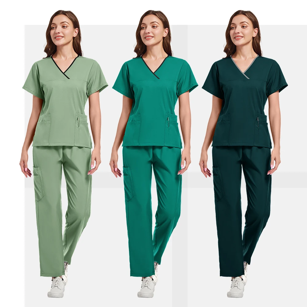 Scrubs Uniforms Sets Nurse Spandex Rayon Spa Uniform Women Nurse Medical Scrubs Doctor Blouse Sets of Scrub Suit Nurse Set