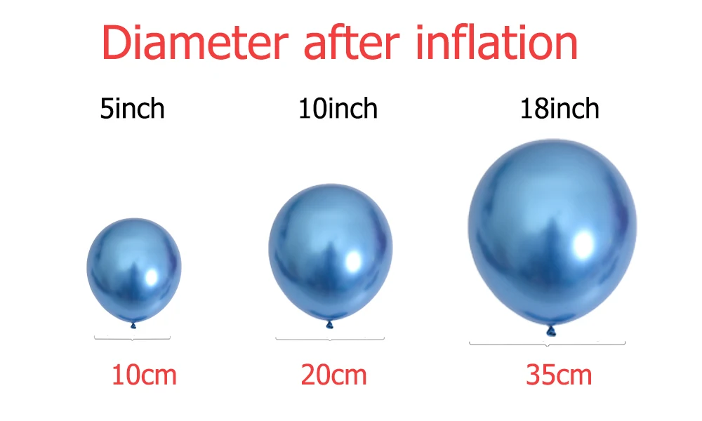 5/10/18 Zoll Metall Geburtstagsballons Metallic Blau Grün Silber Chrom Roségold Ballon Babyparty Hochzeit Weihnachtsdekoration – Detail 2