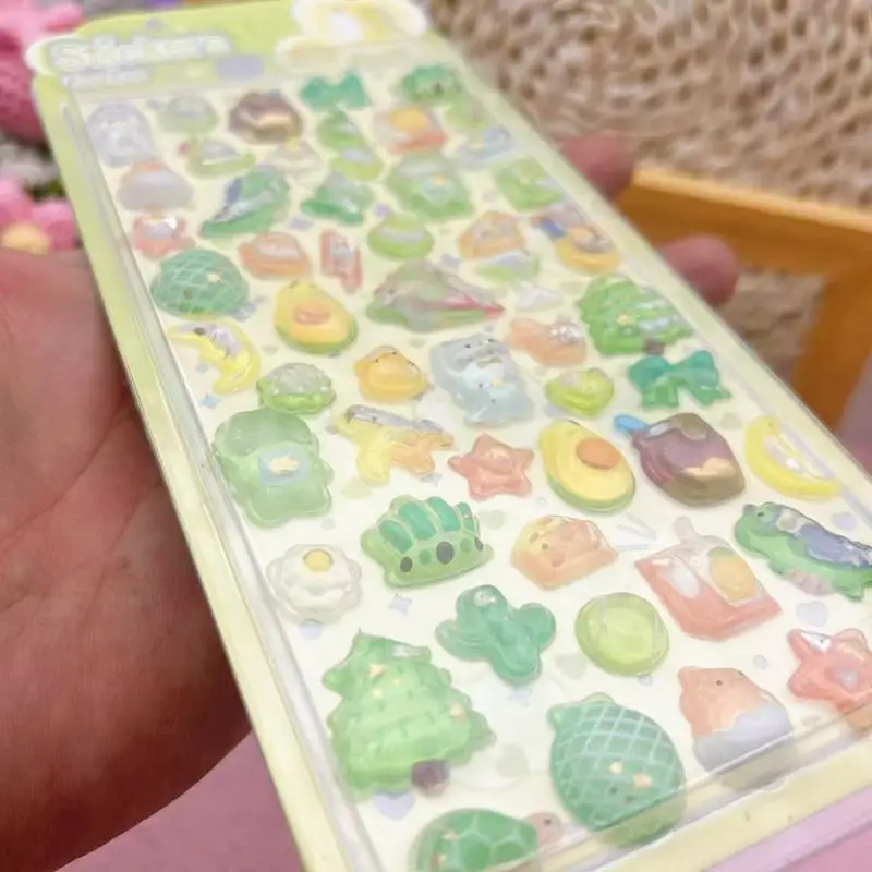 漫画フルーツ動物 3D レリーフステッカー クリエイティブキュートな美的ステッカー DIY 電話ケースジャーナル楽しいファッションデコレーションステッカー