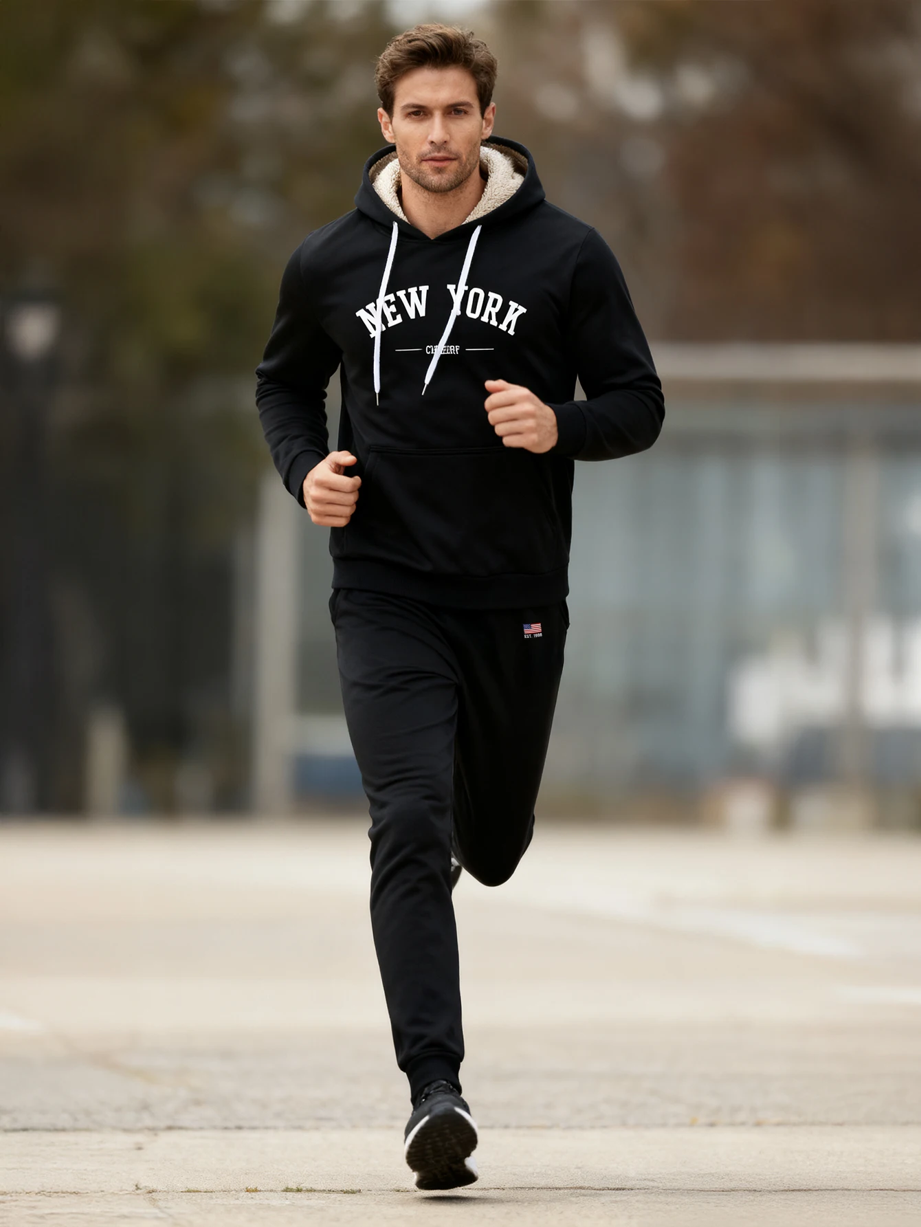 بدلة رياضية بغطاء للرأس للرجال كاجوال مكونة من قطعتين تناسب هوديس وسراويل رياضية