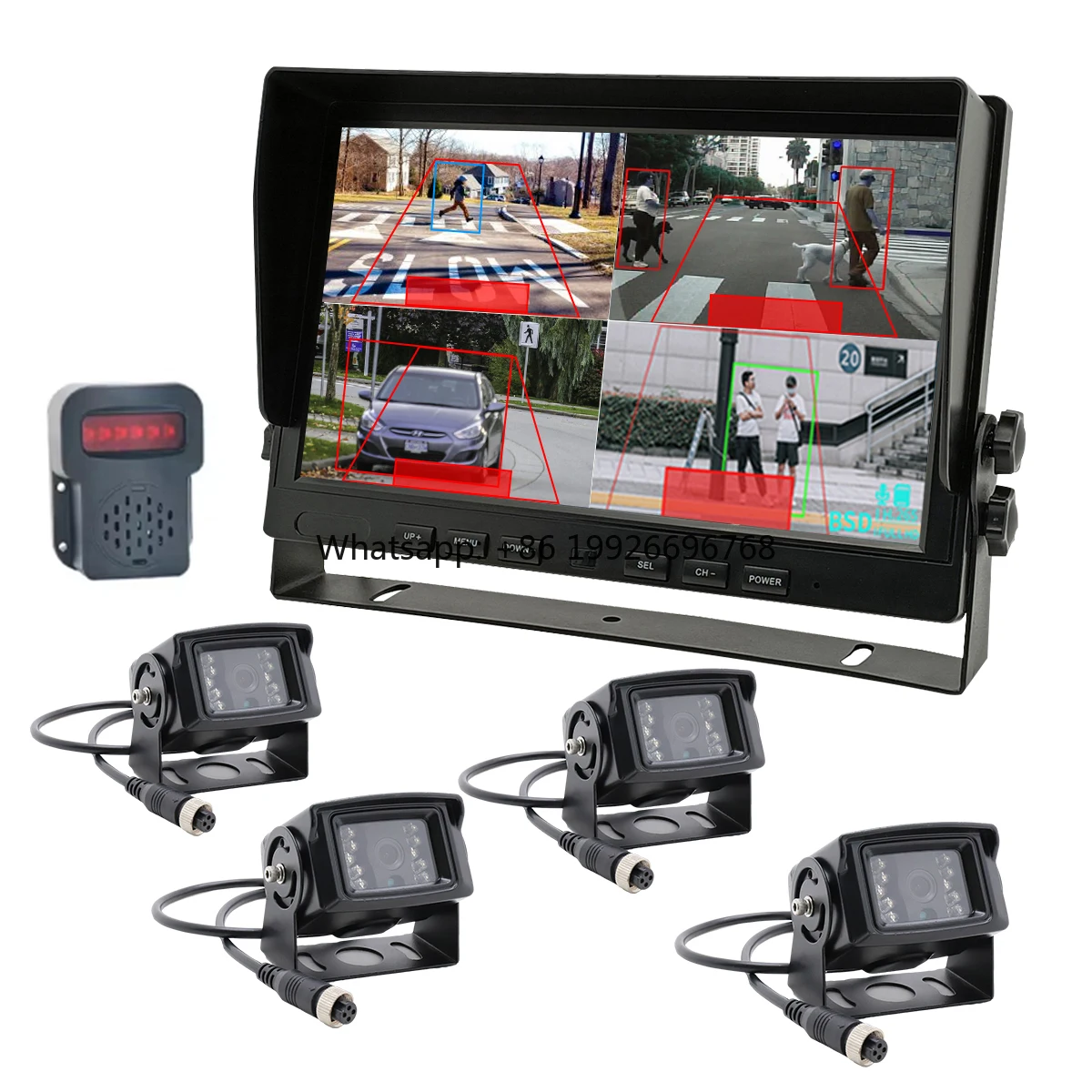 

DVR 4Ch AHD Truck BSD Blind Spot Pedestrian Vehicle Detection Monitor Camera System 10" Back Vision Reverse Monitor