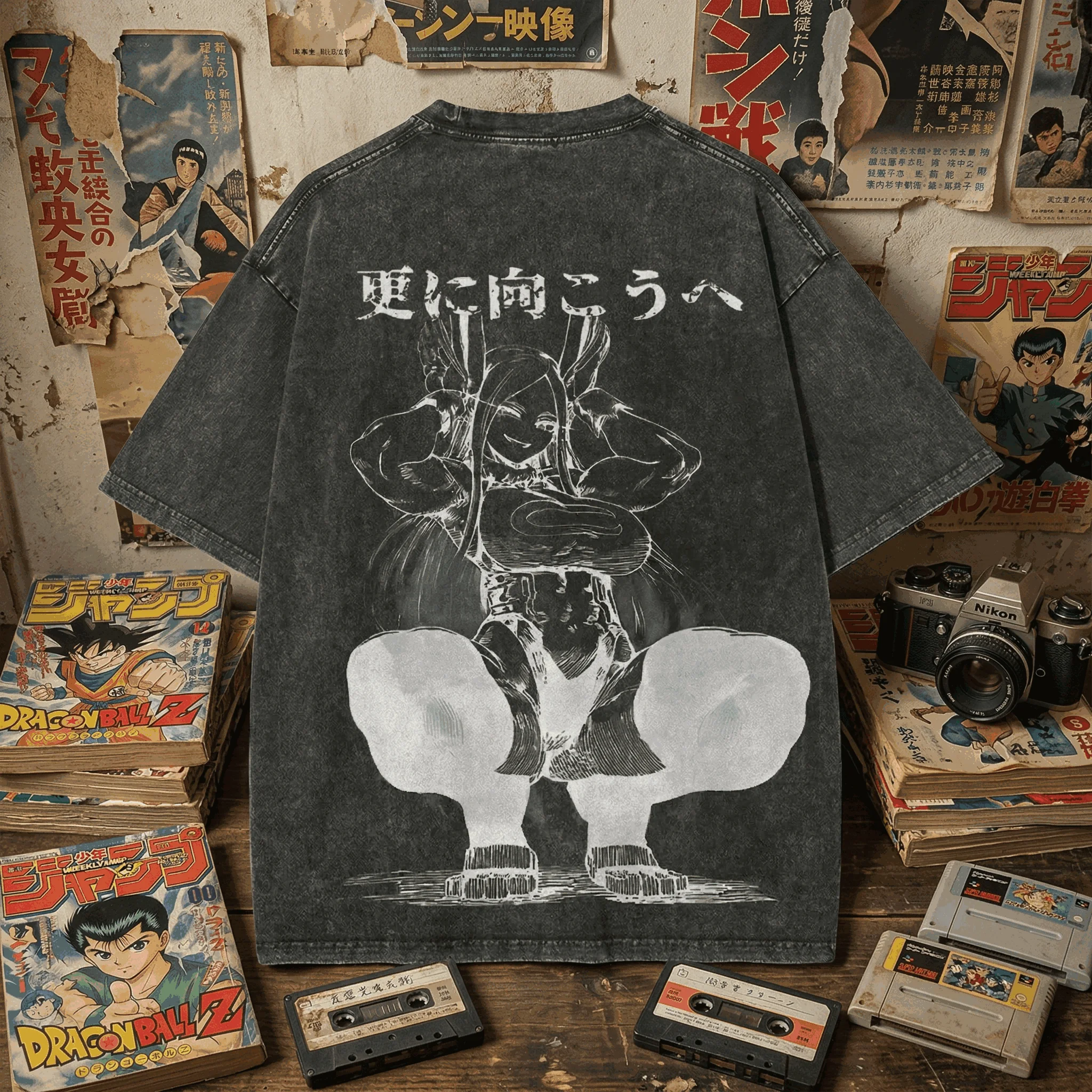 

Mirko T-shirt Boku No Hero Academia Manga Tee Vintage Washed Oversized Retro Anime Harajuku Streetwear Mens Graphic Shirt
