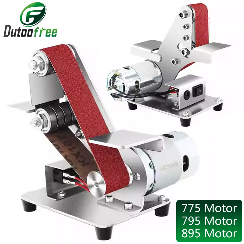 110V-240V Mini Electric Sand Belt Machine DIY Polishing Machine Sharpening Machine Desktop Sharpening Machine 775/795/895 Motor