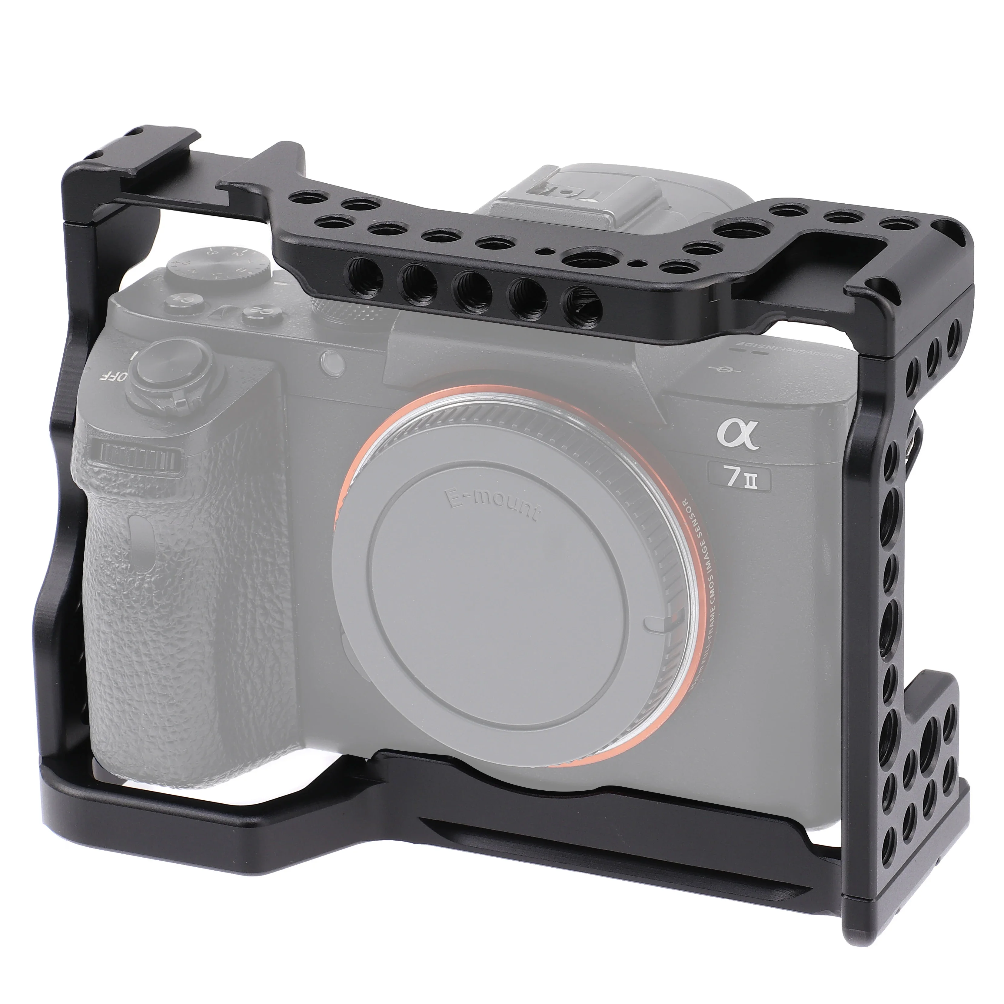 Protable Cnc Aluminum Camera Cage for Sony A7Iii/a7Riii/a9 Anodized Rig W/ Nato Rails & Cold Shoe 1/4